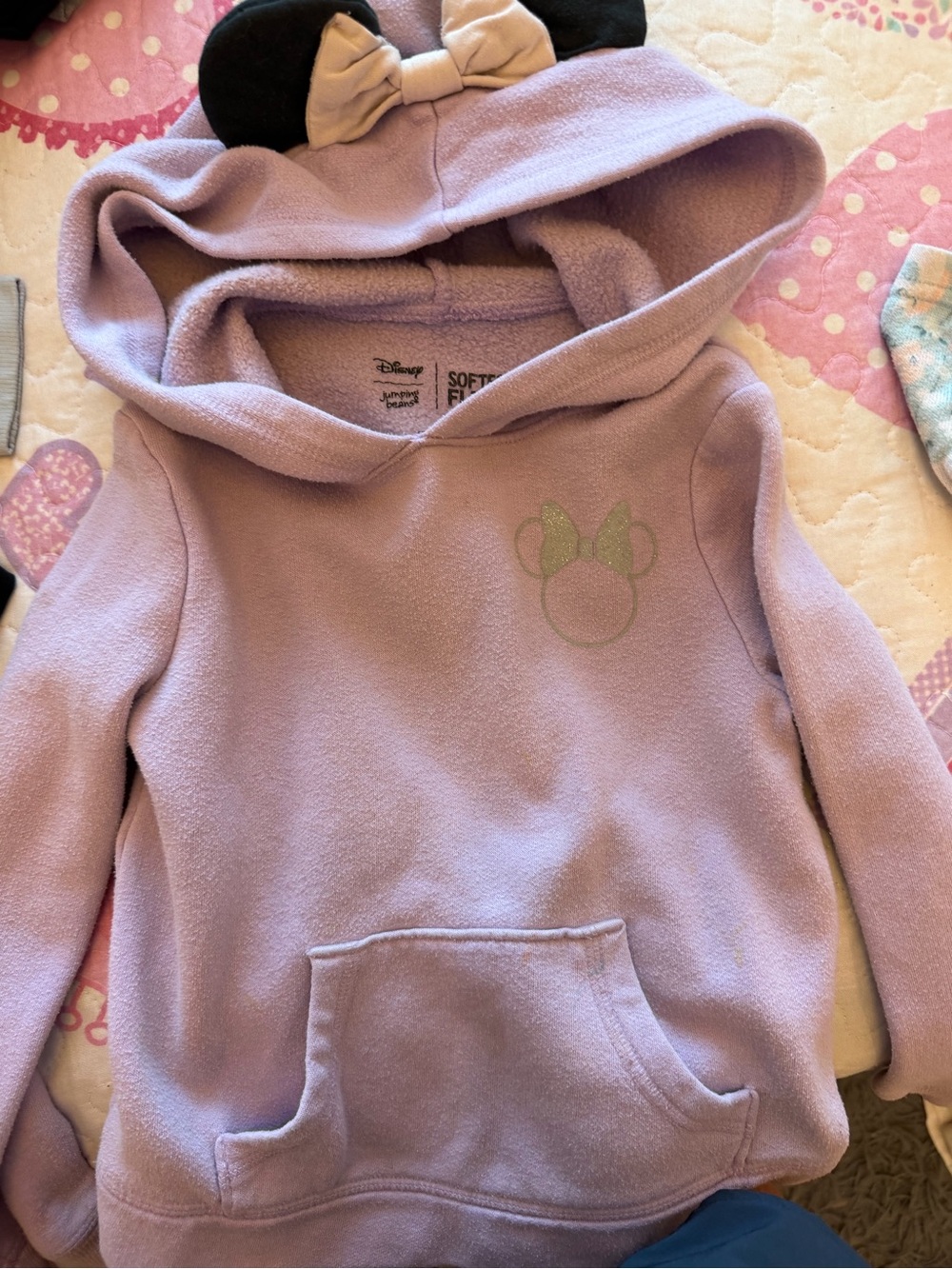 Disney Lavender Minnie Mouse Hooded Fleece Sweatshirt with Ear Detail